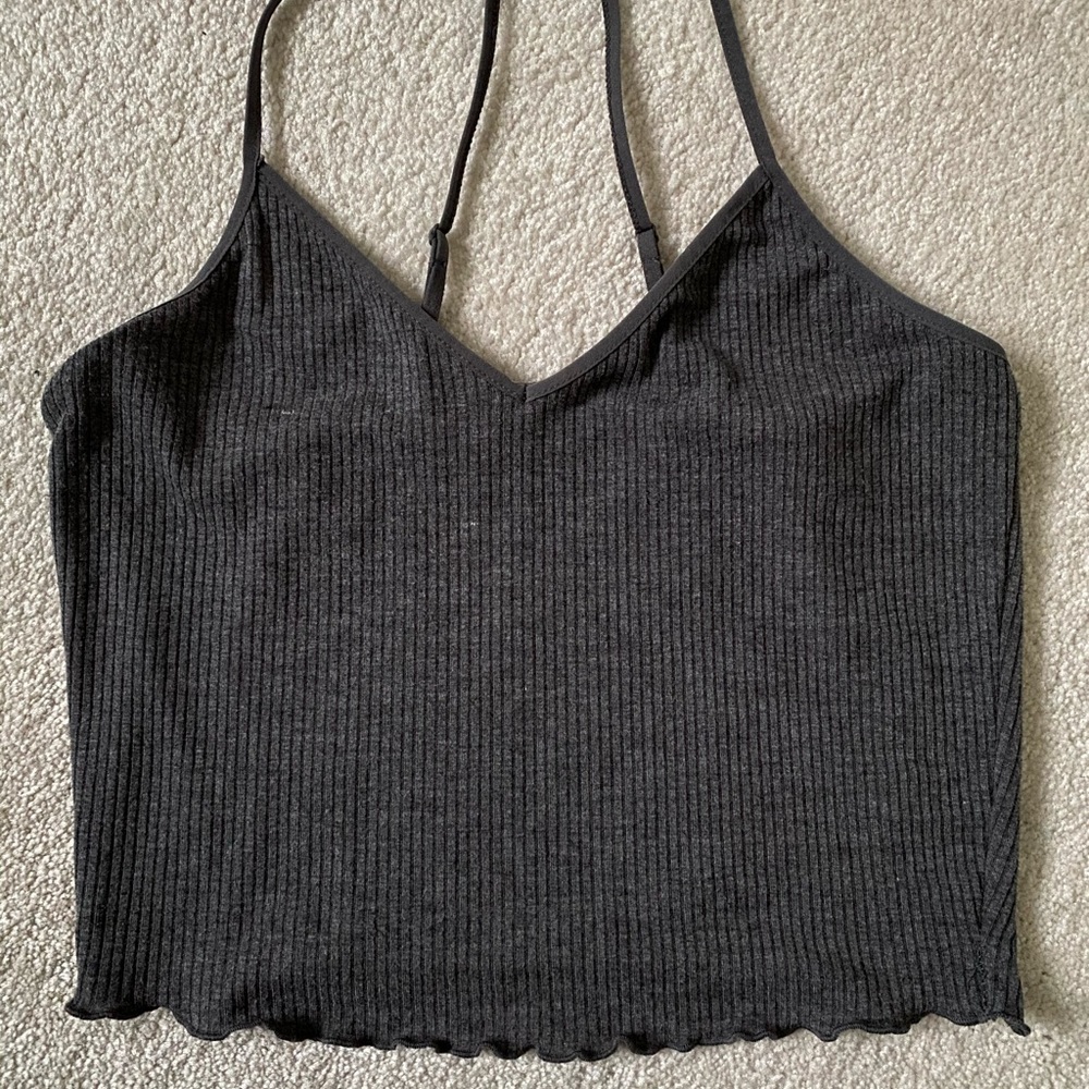Gray ruffle top
